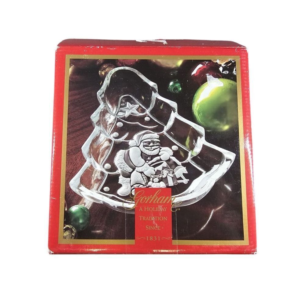 Gorham Holiday Traditions North Pole Express Crystal Tree Treat Dish‎ Germany